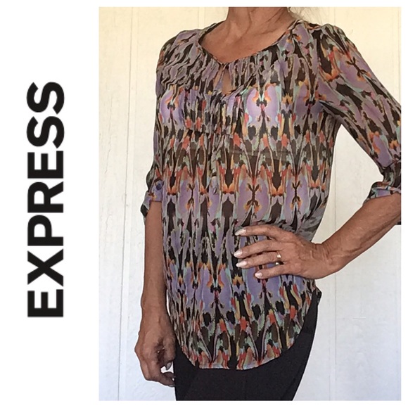EXPRESS MULTI COLORED BLOUSE TOP XS - Picture 2 of 11